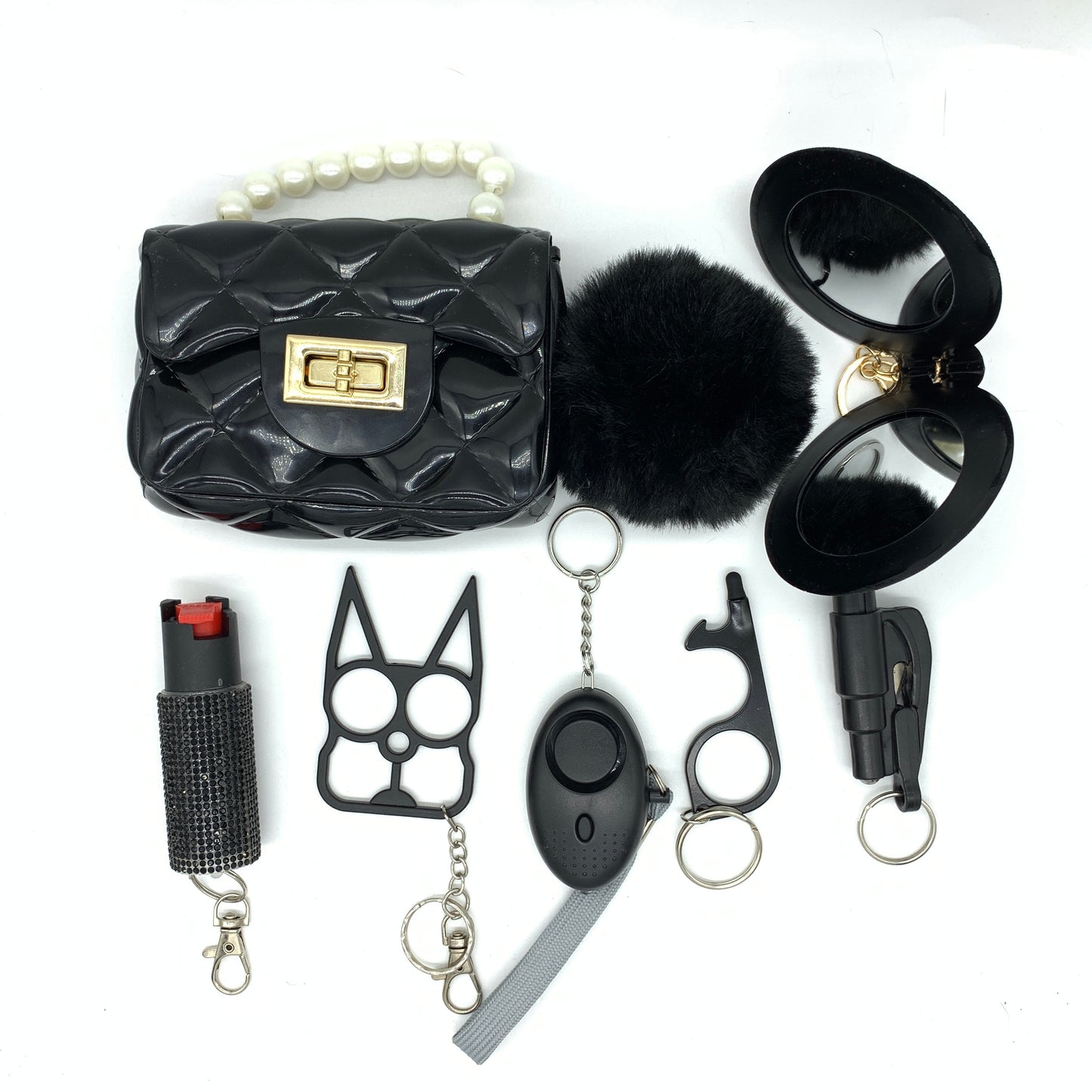 Purse 8pc Keychain Set (Black, Red, or White)