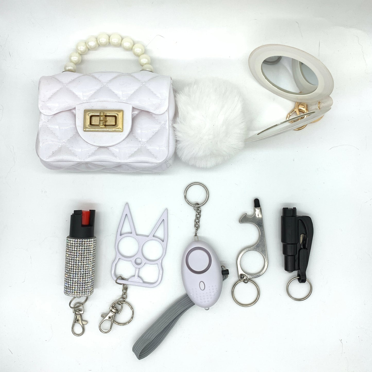 Purse 8pc Keychain Set (Black, Red, or White)