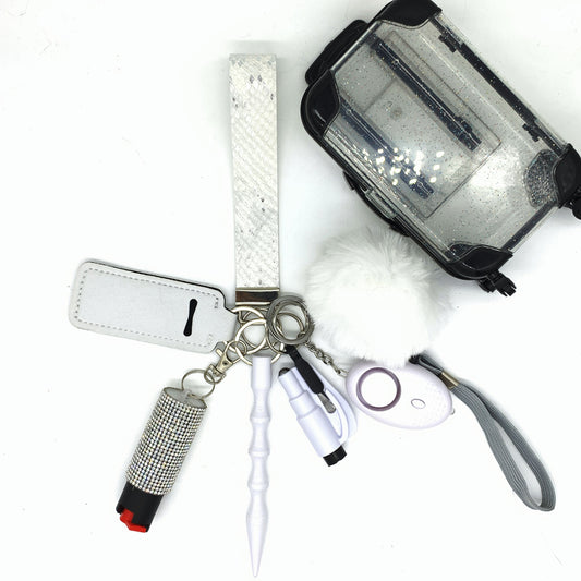 White Snakeskin 8pc Keychain Set