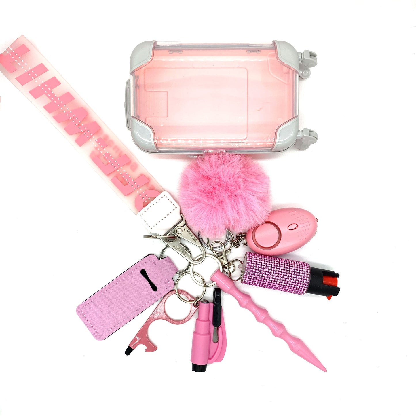 Pink OFFWHITE 9pc Keychain Set