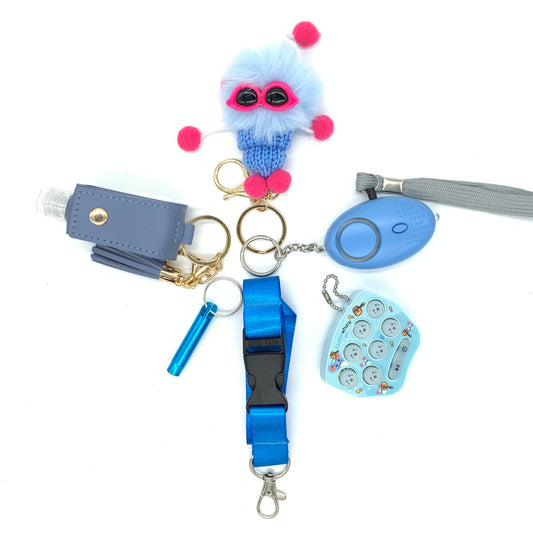 Kids Blue 6pc Keychain Set